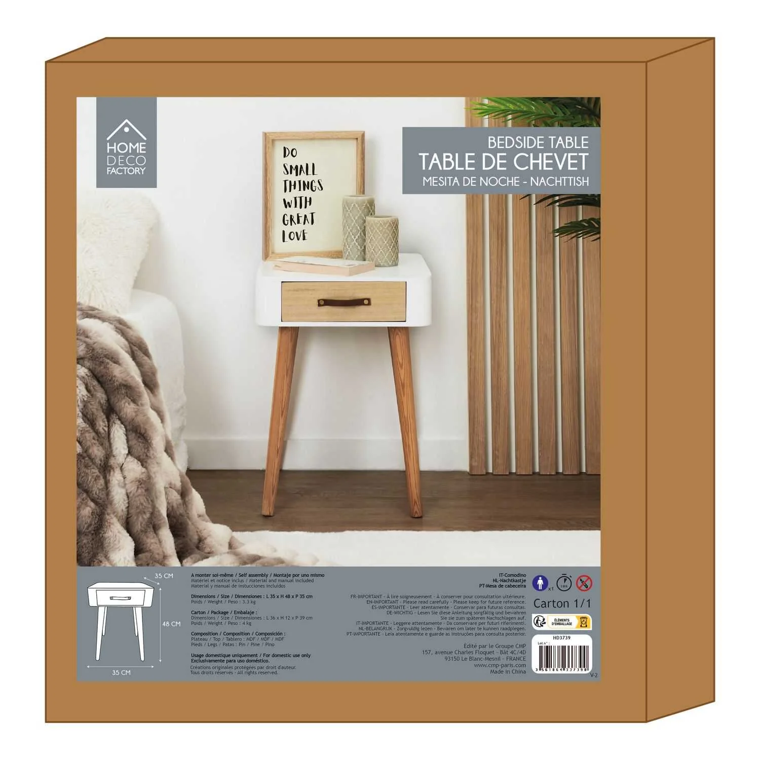 CHEVET BLANC 1 TIROIR EN BOIS - Image 7