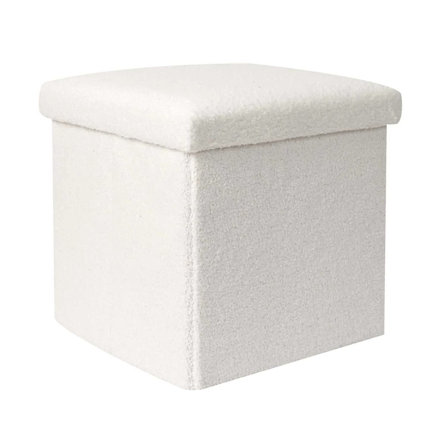 COFFRE POUF PLIABLE BOUCLETTE BLANC - Image 4
