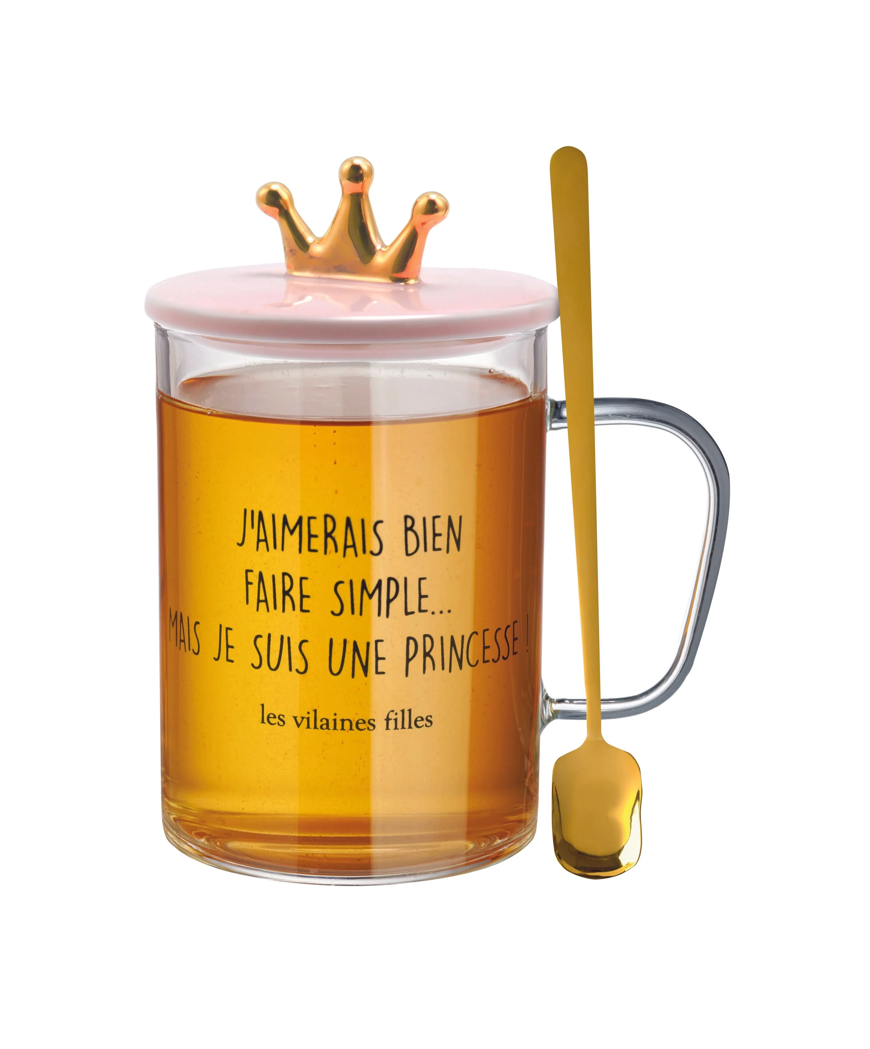 TASSE VERRE PELLE AVEC COUVERCLE ROSE COURONNE - Image 3